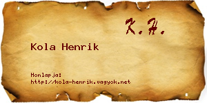 Kola Henrik névjegykártya